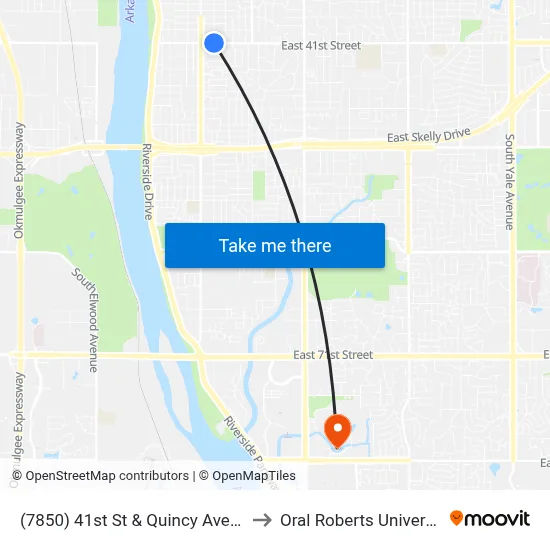 (7850) 41st St & Quincy Ave Wb to Oral Roberts University map
