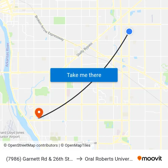 (7986) Garnett Rd & 26th St Nb to Oral Roberts University map