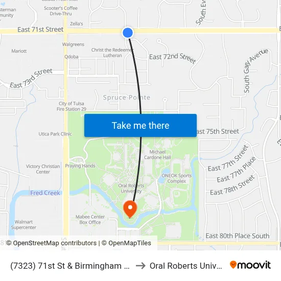 (7323) 71st St & Birmingham Ave Eb to Oral Roberts University map