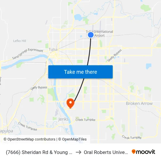 (7666) Sheridan Rd & Young St Sb to Oral Roberts University map
