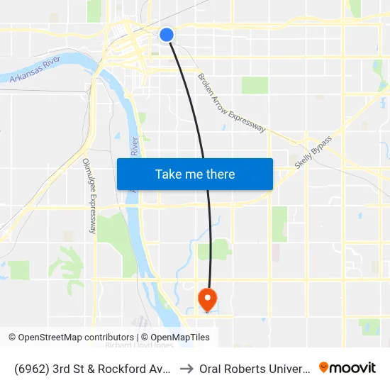 (6962) 3rd St & Rockford Ave Eb to Oral Roberts University map