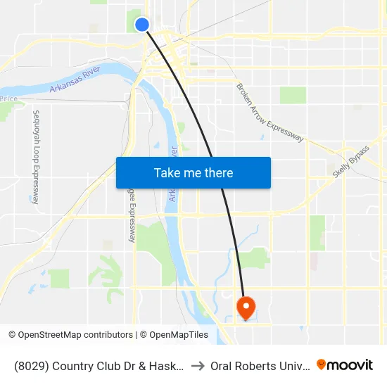 (8029) Country Club Dr & Haskell St Nb to Oral Roberts University map