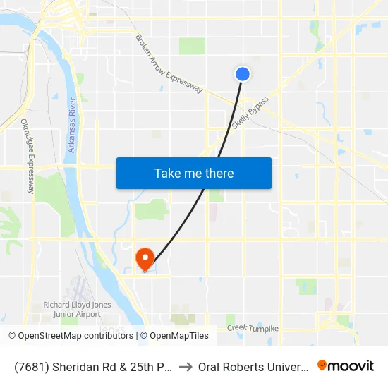 (7681) Sheridan Rd & 25th Pl Sb to Oral Roberts University map