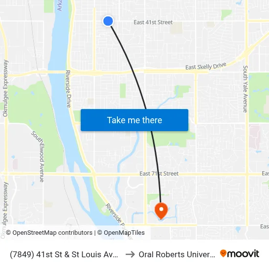 (7849) 41st St & St Louis Ave Wb to Oral Roberts University map