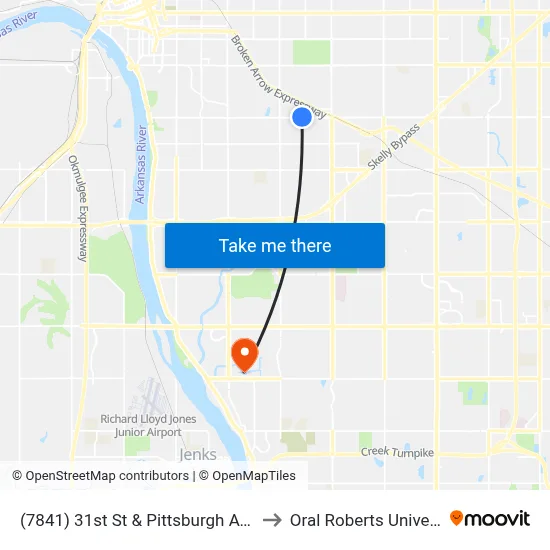 (7841) 31st St & Pittsburgh Ave Wb to Oral Roberts University map