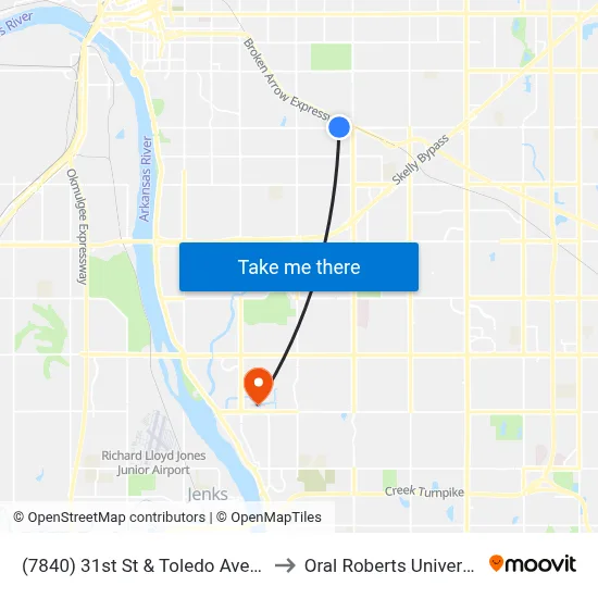 (7840) 31st St & Toledo Ave Wb to Oral Roberts University map