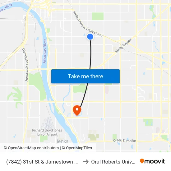 (7842) 31st St & Jamestown Ave Wb to Oral Roberts University map