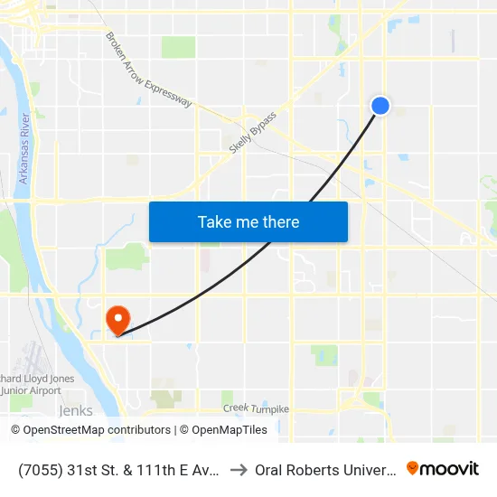 (7055) 31st St. & 111th E Ave Eb to Oral Roberts University map