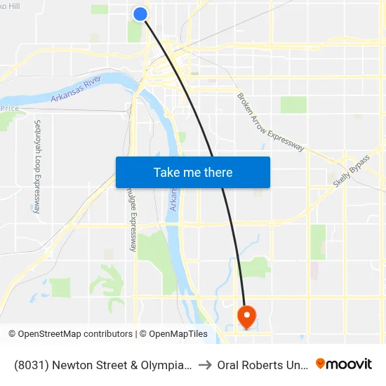 (8031) Newton Street & Olympia Avenue Wb to Oral Roberts University map