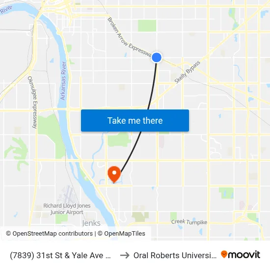 (7839) 31st St & Yale Ave Wb to Oral Roberts University map