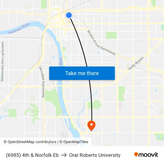 (6985) 4th & Norfolk Eb to Oral Roberts University map
