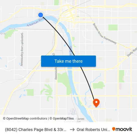 (8042) Charles Page Blvd & 33rd W Ave Wb to Oral Roberts University map