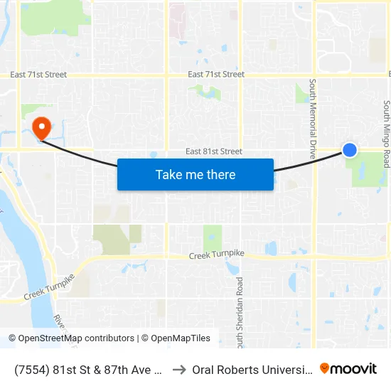 (7554) 81st St & 87th Ave Eb to Oral Roberts University map