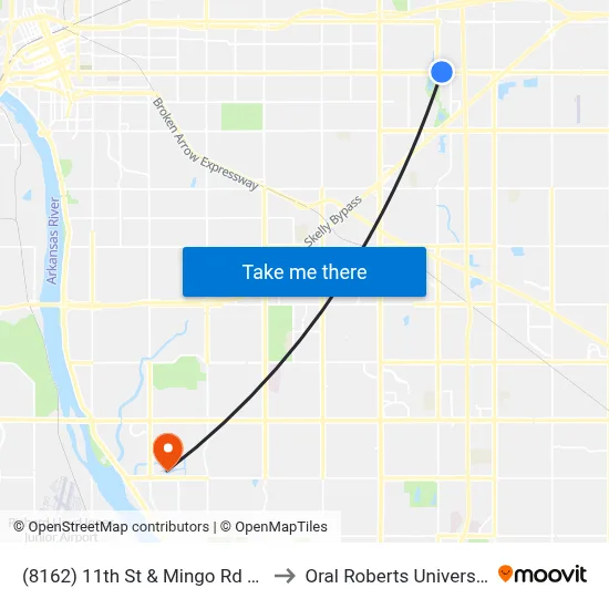 (8162) 11th St & Mingo Rd Wb to Oral Roberts University map