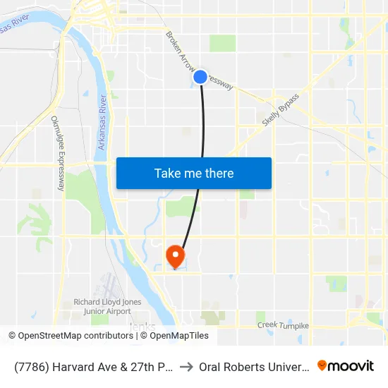 (7786) Harvard Ave & 27th Pl Nb to Oral Roberts University map