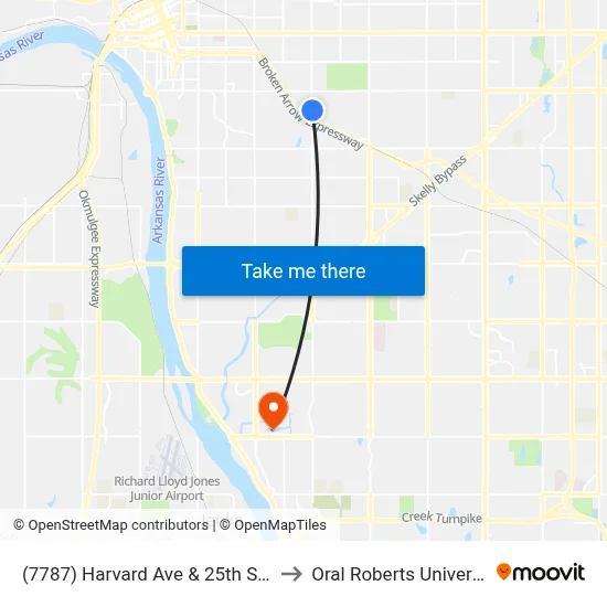 (7787) Harvard Ave & 25th St Nb to Oral Roberts University map