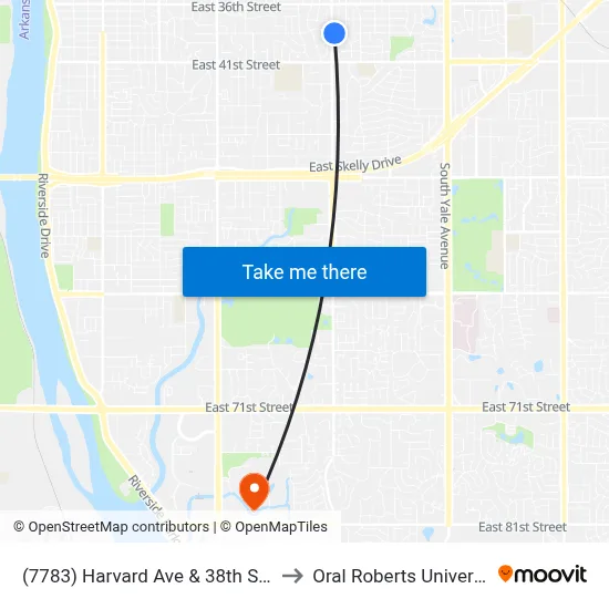 (7783) Harvard Ave & 38th St Nb to Oral Roberts University map
