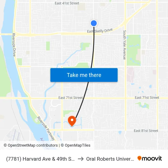 (7781) Harvard Ave & 49th St Nb to Oral Roberts University map