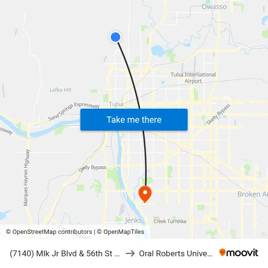 (7140) Mlk  Jr Blvd & 56th St N Nb to Oral Roberts University map