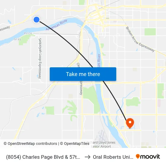 (8054) Charles Page Blvd & 57th W Ave Wb to Oral Roberts University map