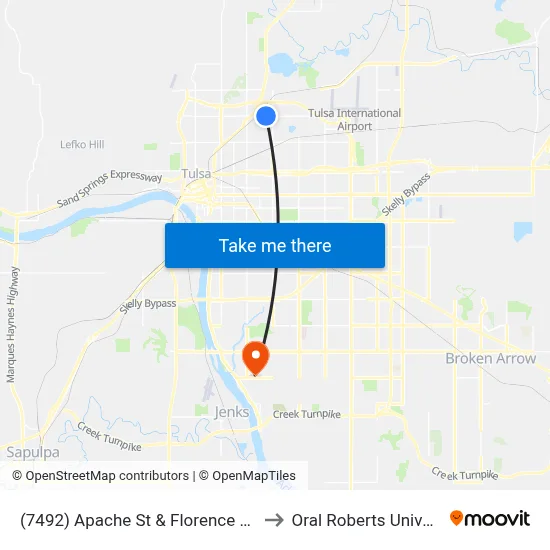 (7492) Apache St & Florence Ave Eb to Oral Roberts University map