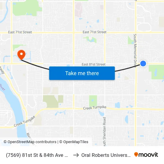 (7569) 81st St & 84th Ave Wb to Oral Roberts University map