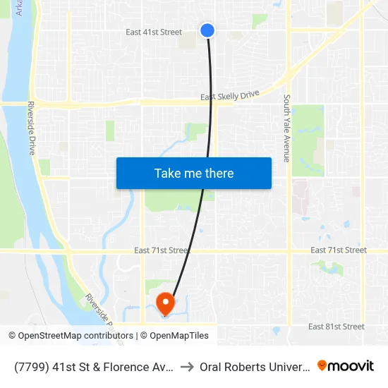 (7799) 41st St & Florence Ave Eb to Oral Roberts University map
