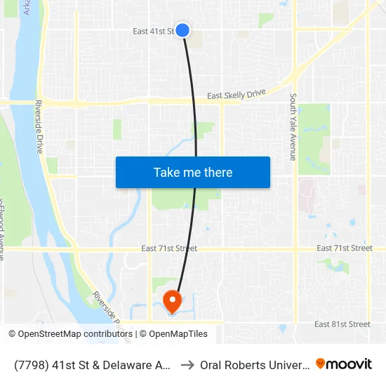 (7798) 41st St & Delaware Ave Eb to Oral Roberts University map