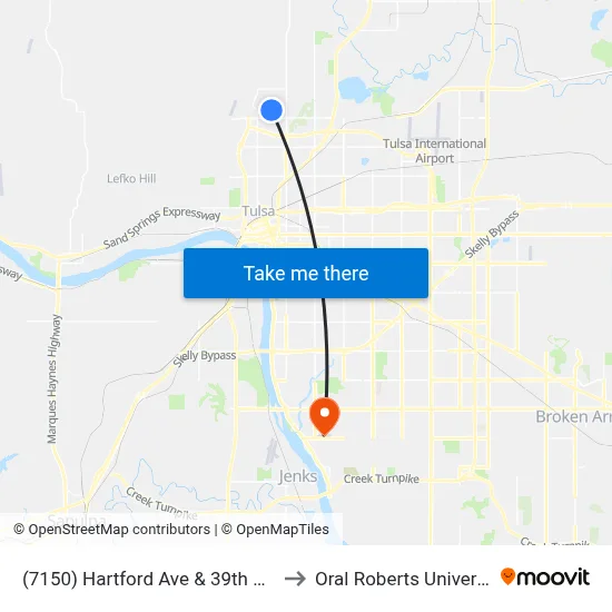 (7150) Hartford Ave & 39th St Sb to Oral Roberts University map