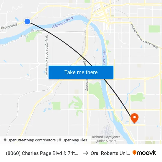 (8060) Charles Page Blvd & 74th W Ave Wb to Oral Roberts University map