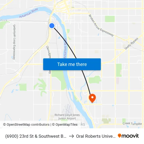 (6900) 23rd St & Southwest Blvd Eb to Oral Roberts University map