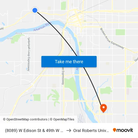 (8089) W Edison St & 49th W Ave Eb to Oral Roberts University map