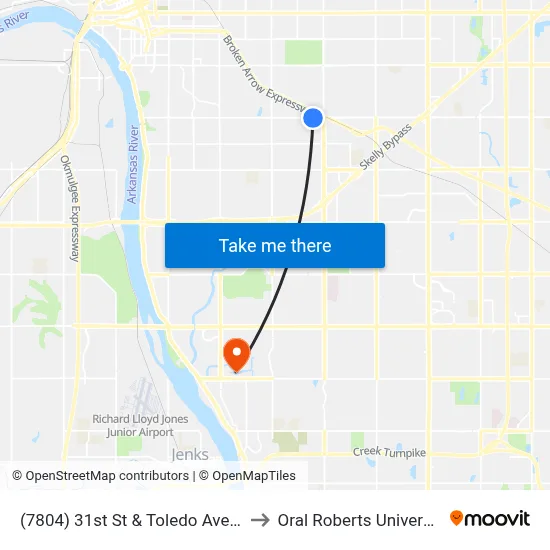(7804) 31st St & Toledo Ave Eb to Oral Roberts University map