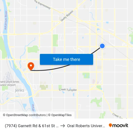 (7974) Garnett Rd & 61st St Nb to Oral Roberts University map