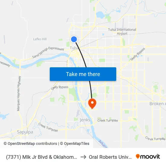 (7371) Mlk Jr Blvd & Oklahoma St Nb to Oral Roberts University map
