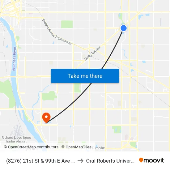 (8276) 21st St & 99th E Ave Wb to Oral Roberts University map