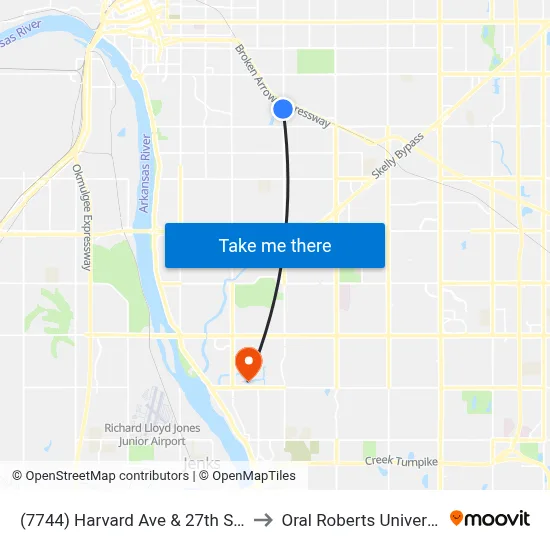 (7744) Harvard Ave & 27th St Sb to Oral Roberts University map