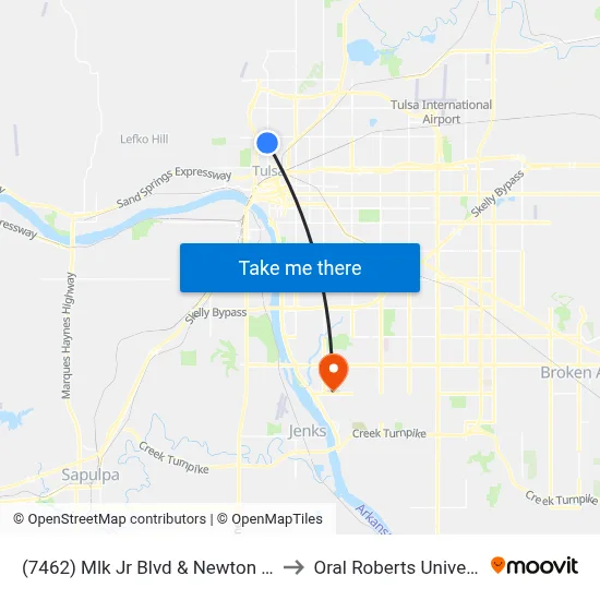 (7462) Mlk Jr Blvd & Newton St Sb to Oral Roberts University map