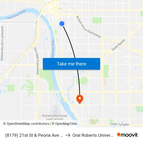 (8179) 21st St & Peoria Ave Wb to Oral Roberts University map
