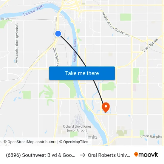 (6896) Southwest Blvd & Goodwill Sb to Oral Roberts University map