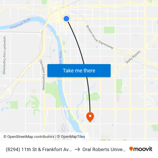 (8294) 11th St & Frankfort Ave Wb to Oral Roberts University map
