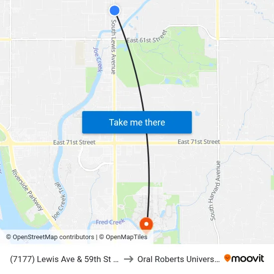 (7177) Lewis Ave & 59th St Nb to Oral Roberts University map