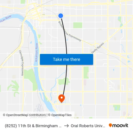 (8252) 11th St & Birmingham Ave Eb to Oral Roberts University map