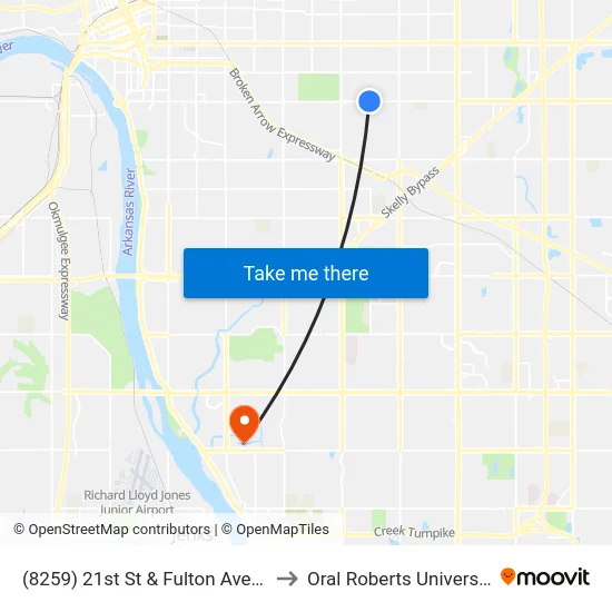 (8259) 21st St & Fulton Ave Eb to Oral Roberts University map