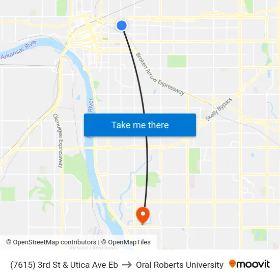 (7615) 3rd St & Utica Ave Eb to Oral Roberts University map