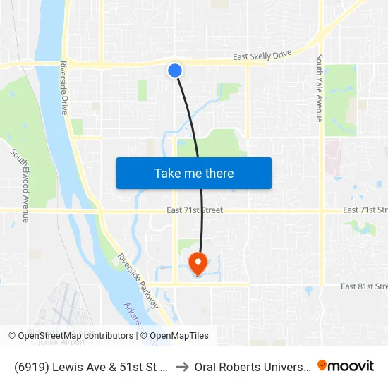 (6919) Lewis Ave & 51st St Nb to Oral Roberts University map