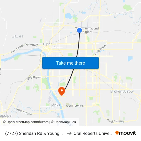 (7727) Sheridan Rd & Young St Nb to Oral Roberts University map