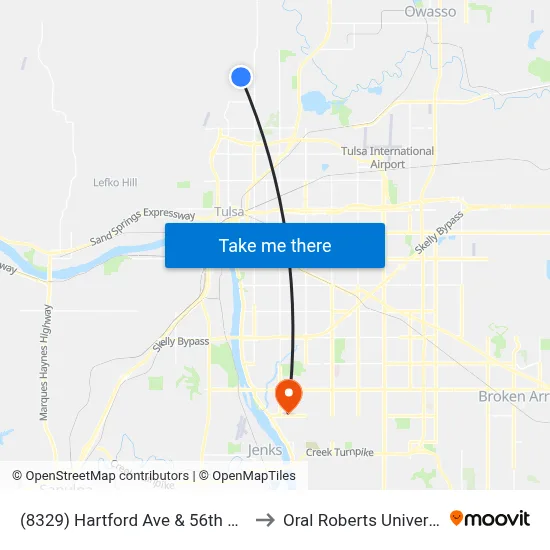 (8329) Hartford Ave & 56th St Sb to Oral Roberts University map