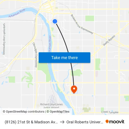 (8126) 21st St & Madison Ave Eb to Oral Roberts University map