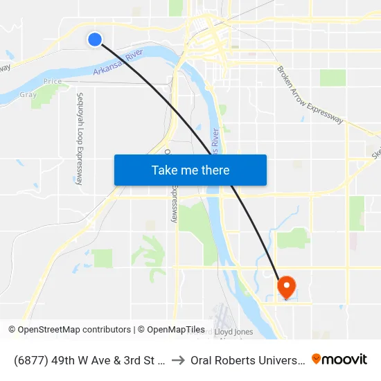 (6877) 49th W Ave & 3rd St Sb to Oral Roberts University map
